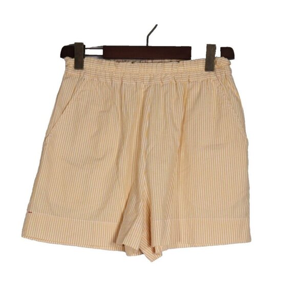 Xirena Womens Medium Yellow Butter Stripe Caysen Shorts High Waisted 100% Cotton - Picture 4 of 9
